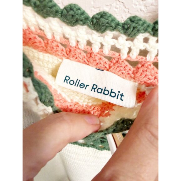 Roller Rabbit Womens Jessamine Crochet Dress Sleeveless V Neck White Large - Picture 7 of 8